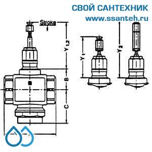 10102 Honeywell, V5011R1034 Клапан двухходовой (проходной) муфтовый, PN16, DN15, Kvs 2,5, 170 °C